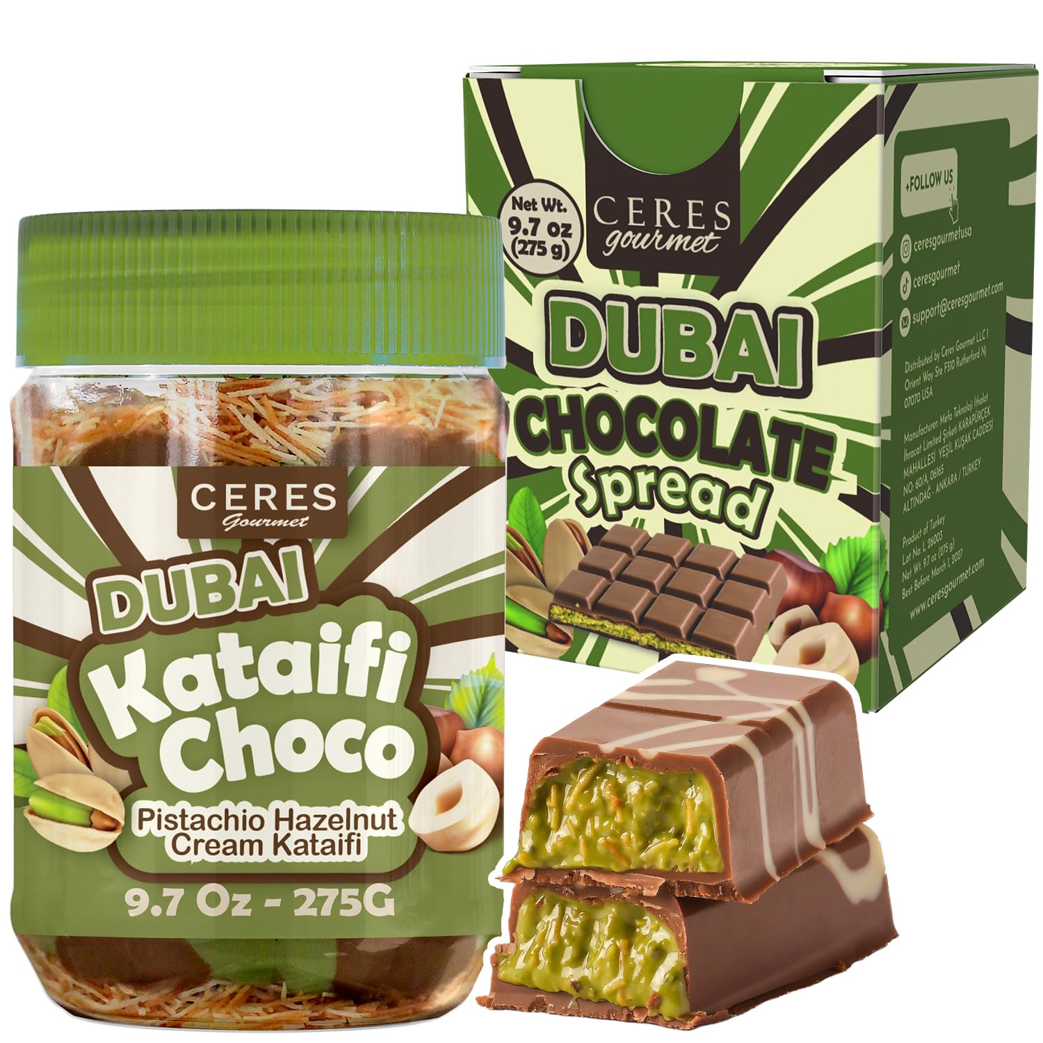 Amazon.com : Ceres Gourmet Dubai Spreadable Chocolate– Pistachio